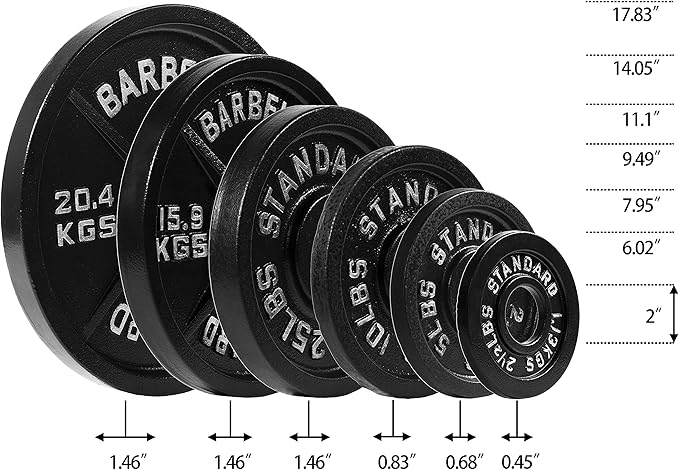 Deep Dish 2-Inch Olympic Cast Iron Weight Plates with E-Coating