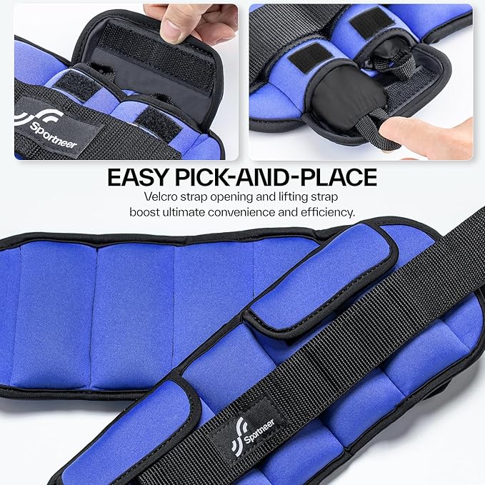 Sportneer Adjustable Ankle Weights for Women and Men：1 1 2 2 3 3 4 4 6 6 7 7 8 8 10 10 lbs