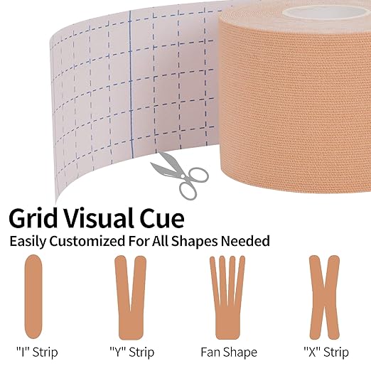 Kinesiology Tape 4 Rolls K Sports Tape for Knee Support and Muscle Pain Relief, Uncut Physio Tape Elastic Therapeutic Designed for Athletes Injury Recovery (Beige)