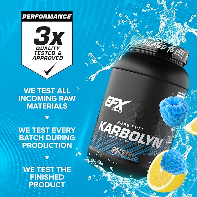 EFX Sports Karbolyn Fuel | Fast-Absorbing Carbohydrate Powder | Carb Load, Sustained Energy, Quick Recovery | Stimulant Free | 36 Servings (Blueberry Lemonade)
