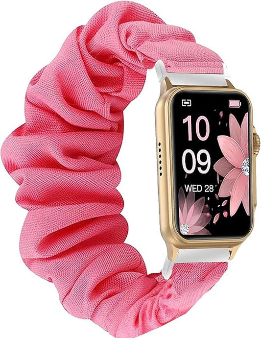 Compatible for FITVII Nexa, HM21, HM68, H86, HM57, HM78, H56 Smart Watch Fitness Tracker Bands, 18mm, 20mm, 22mm Fabric Elastic Scrunchie Elastic Women Cute Replacement Straps