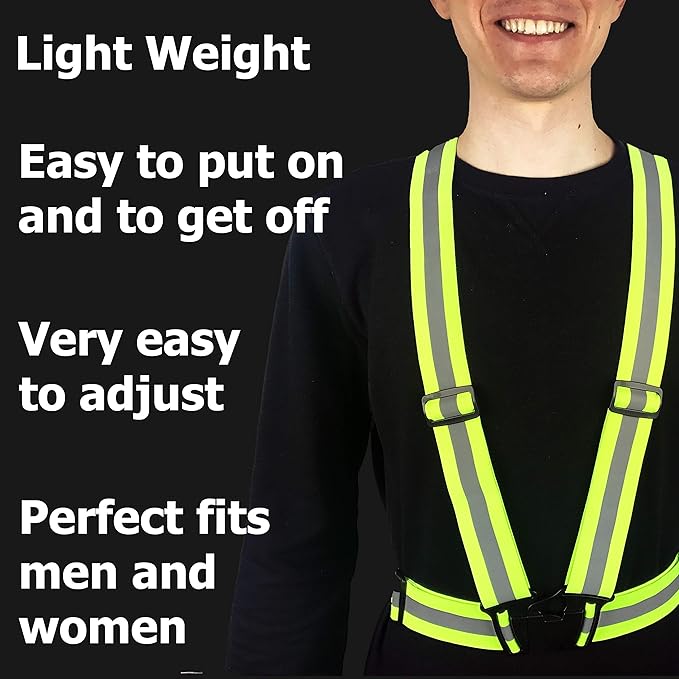 Safety Straps Reflective Vest for Running Hi Vis Suspenders Reflective for Men Women Safety Vests Strap Fully Adjustable