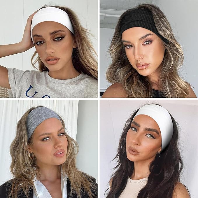 Headbands for Women Wide Non Slip Hairbands for Women's hair Soft Elastic Thick Head Bands Fashion Workout Yoga Hair Accessories, 6 Pack