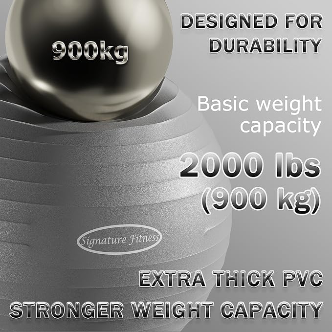 Anti-Burst and Slip Resistant Exercise Ball Yoga Ball 2,000-Pound Capacity,
