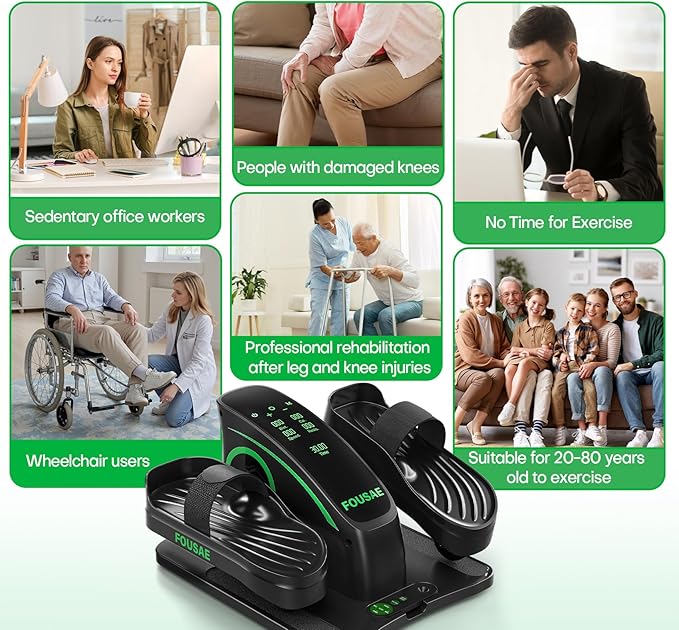 Under Desk Elliptical, Upgraded 6 Adjustable Resistance &15 Speeds Leg Exerciser While Sitting for Seniors with Forward & Reverse Direction, Ellipse Leg Exerciser with Touch Screen and Remote Control