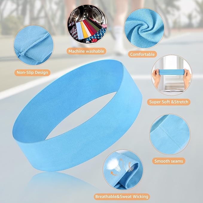 Headbands for Women Non Slip - 7PCS Fashion Sports Hair Bands for Women's Hair, Soft Cotton Cloth Stretchy Headbands for Women for Workout Yoga Running