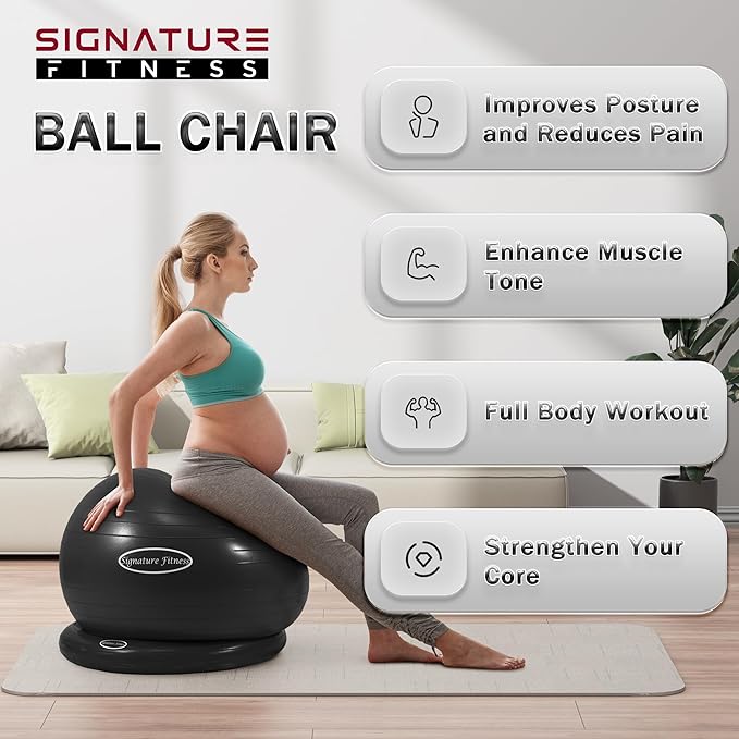 Anti-Burst and Slip Resistant Exercise Ball Yoga Ball 2,000-Pound Capacity,
