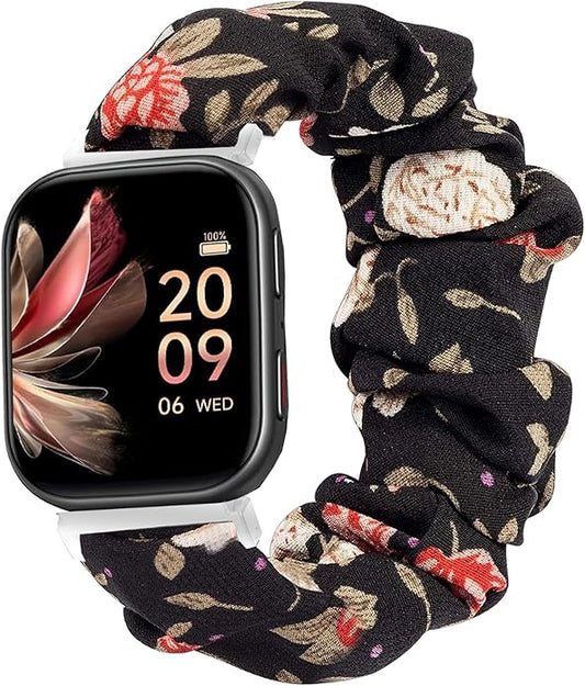 Compatible for FITVII Nexa, HM21, HM68, H86, HM57, HM78, H56 Smart Watch Fitness Tracker Bands, 18mm, 20mm, 22mm Fabric Elastic Scrunchie Elastic Women Cute Replacement Straps