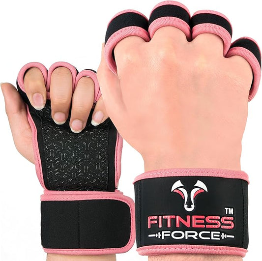 FITNESS FORCE Ventilated Gym Gloves for Men with Built-in Wrist Support for Workouts Weightlifting Gloves Workout Gloves for Women Exercise Fitness Gloves Perfect for Powerlifting, Cross Training