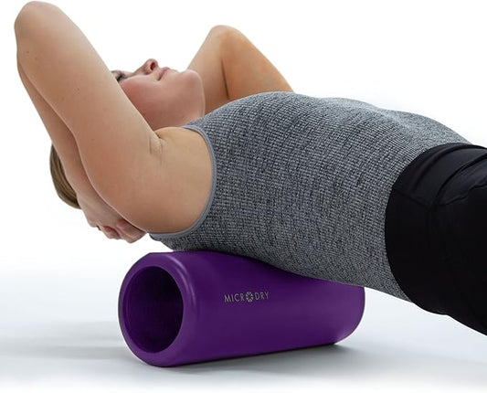 MICRODRY Deluxe Fitness Foam Back Roller for Muscle Relief 13x5.3", Purple