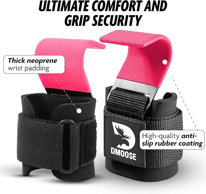 DMoose Fitness Weight Lifting Hooks for Men & 8 mm