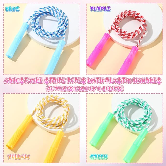 Aoriher 80 Pcs Jump Rope Bulk 7.87 ft 4 Colors