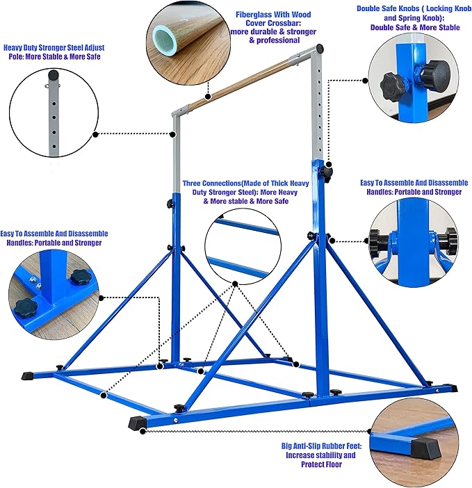 Gymnastic Bar For Kids and Teenage Ages 3-25 5 FT 6 FT 5 FT 6 FT