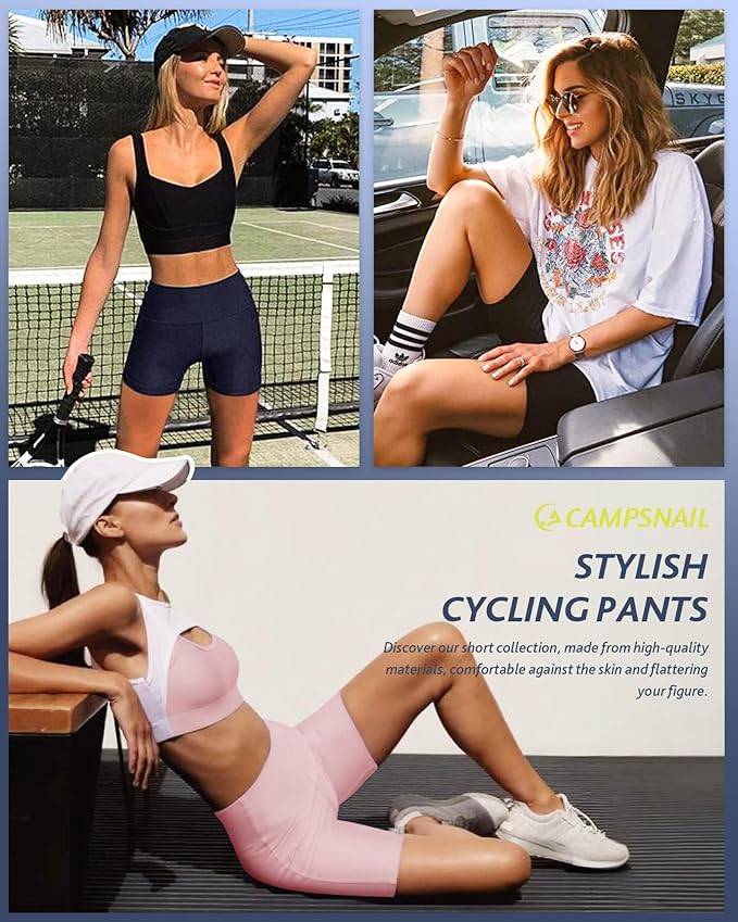 CAMPSNAIL Workout Biker Shorts Women - 3"/5"/8" High Waisted Tummy Control Spandex Booty Volleyball Shorts for Yoga Dance