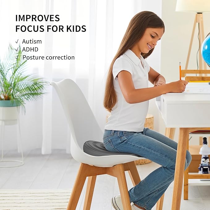 Inflated Wobble Cushion,Dyna Disc,Circular Non-slip Texture for Comfortable Sitting,Wiggle Seat to Improve Posture, Fitness, Stability for Sensory Kids Adults,Balance Seat with Pump for Core Strength