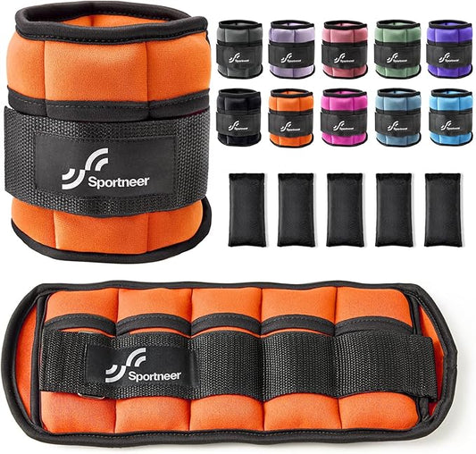 Sportneer Adjustable Ankle Weights 1 Pair 2 4 6 8 8 10 10 Lbs Jogging,1-5 lbs 1 Pair 2-10 lbs