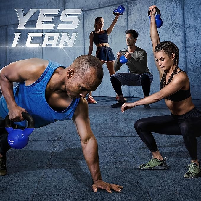 Yes4All 5-65lbs Kettlebells Vinyl Coated Cast Iron