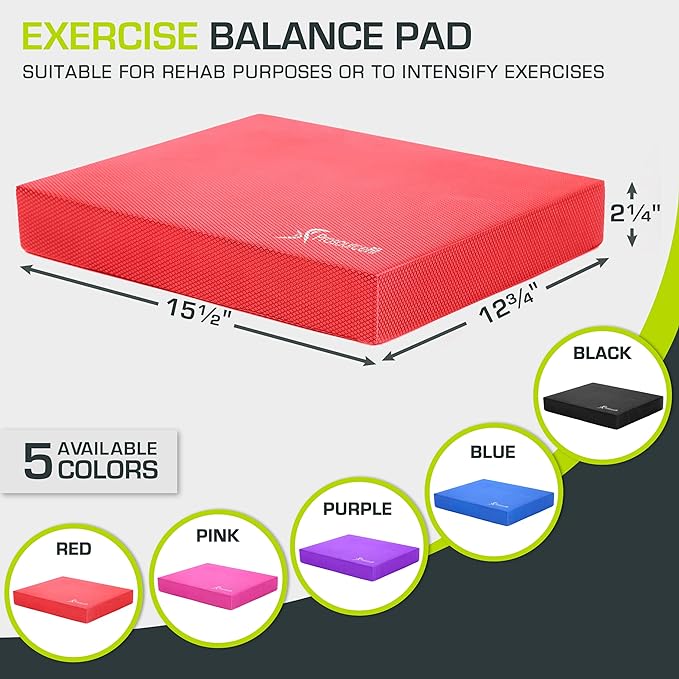 ProsourceFit Exercise Balance Pad â€“ Non-Slip Cushioned Foam 15.5â€x12.75â€