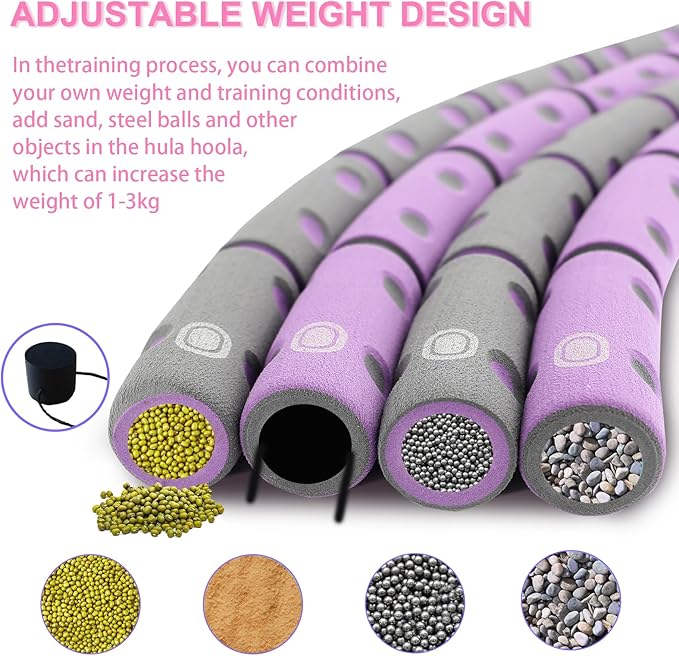 Exercise Weighted Hula Hoop for Adult 8 Sections 2lb Detachable