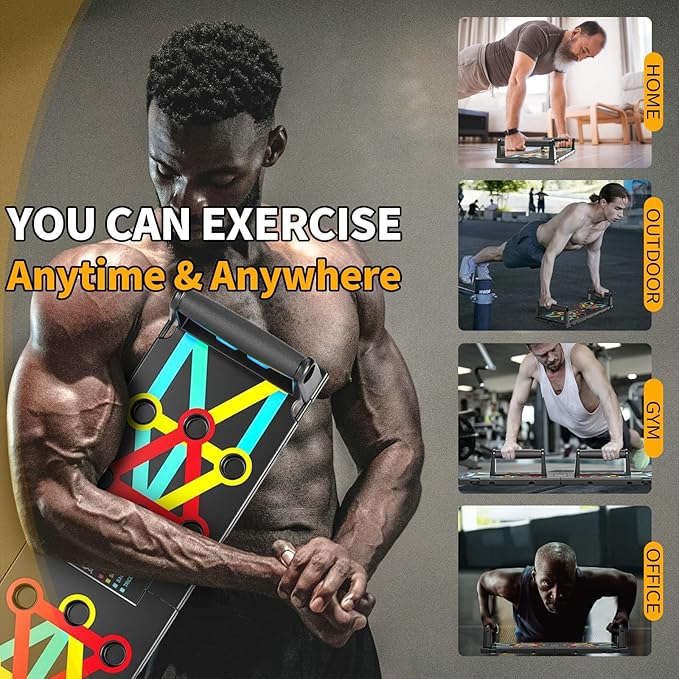 Push Up Board Exercise & Fitness Portable Foldable Strength Training Pushup Stands Home Workout Equipment Multi-Functional Fitness Floor Chest Muscle Exercise for Man and Women