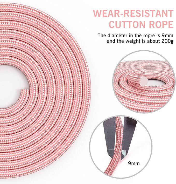 FITMYFAVO Jump Rope Cotton Adjustable Skipping Weighted jumprope