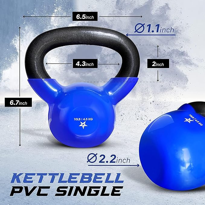 Yes4All 5-65lbs Kettlebells Vinyl Coated Cast Iron