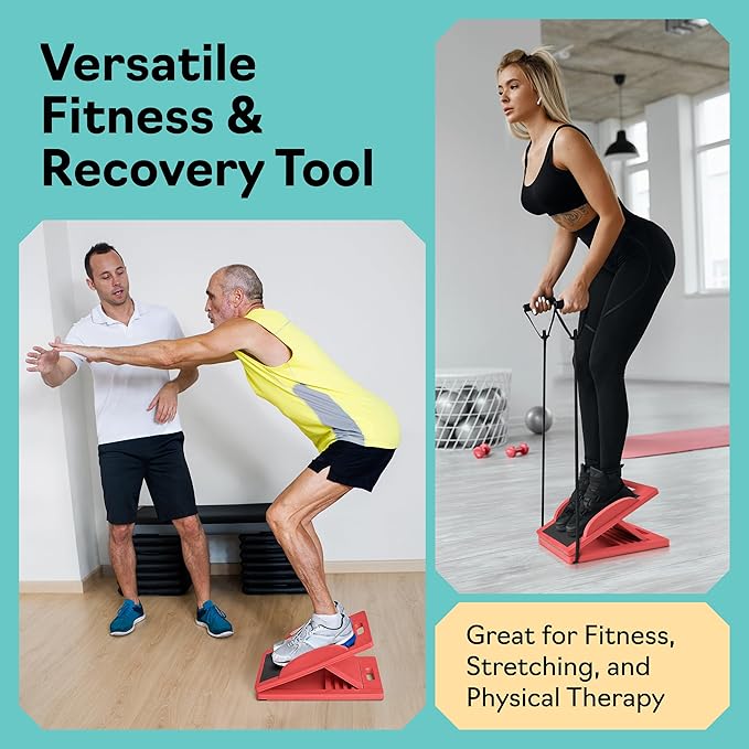 slant Board Turns Into balance board - Premium Calf Stretcher and Wobble Board for Effective Calf Stretching and Squats