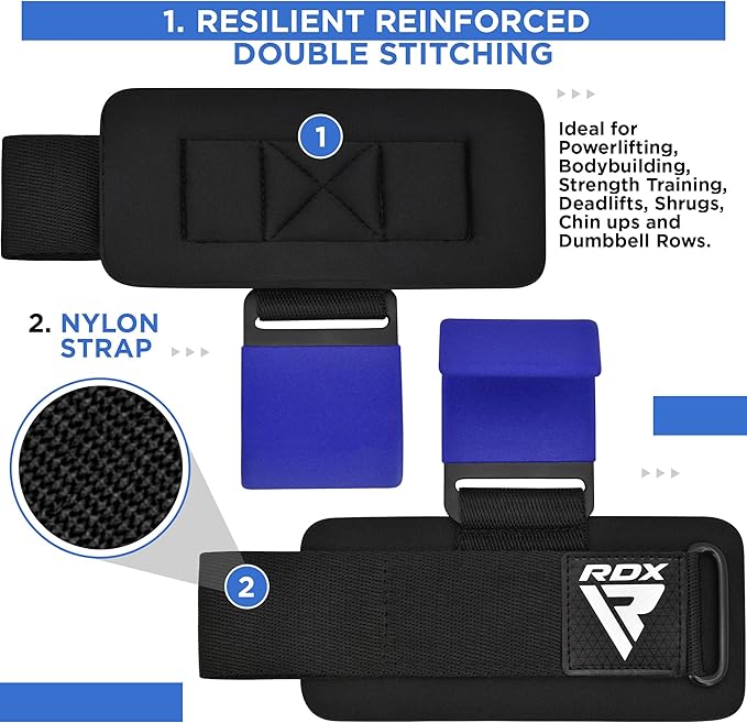RDX Weight Lifting Hooks Straps Pair 7mm Neoprene