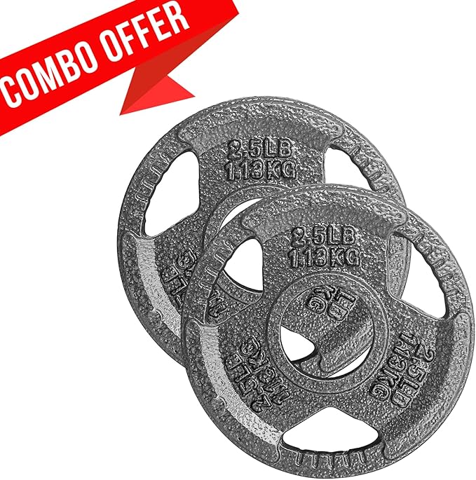 Yes4All Olympic Rubber Grip Plates for Barbell 2-Inch Weight