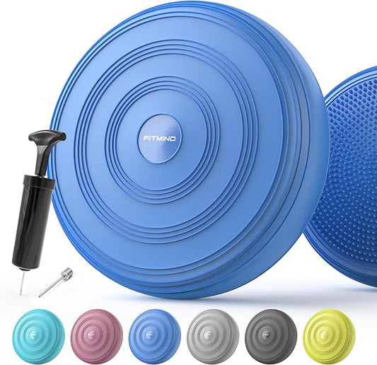 Inflated Wobble Cushion,Dyna Disc,Circular Non-slip Texture for Comfortable Sitting,Wiggle Seat to Improve Posture, Fitness, Stability for Sensory Kids Adults,Balance Seat with Pump for Core Strength