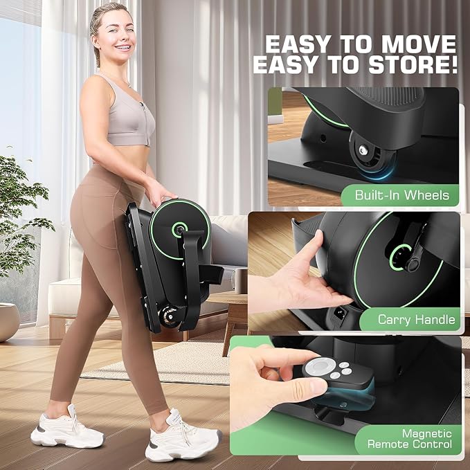 FUNMILY Under Desk Elliptical, Ellipse Leg Exerciser While Sitting for Seniors with Display Monitor, Portable Seated Pedal Exerciser with Remote Control for Home Office Use Fully Assembled