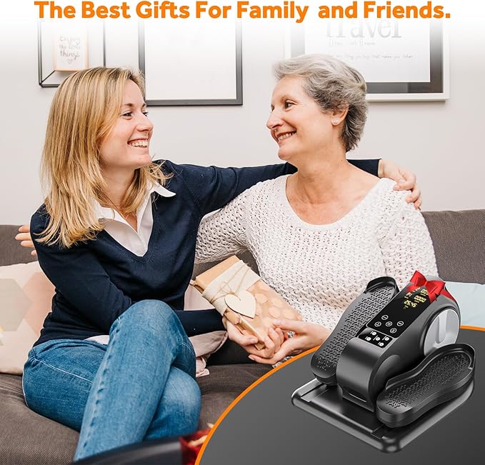 Under Desk Elliptical Machine with Touch LED Monitor,12-Speed Electric Large Pedal Exerciser for Seniors,Leg Exerciser with Forward & Reverse Direction, Manual & Auto Mode for Home Office