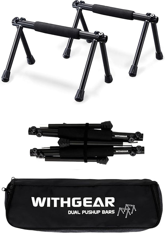 Folding Push Bar - Duralumin Metal Push Bars Heavy Duty Lightweight and Indoor and Outdoor Parallet Bar for Men and Women