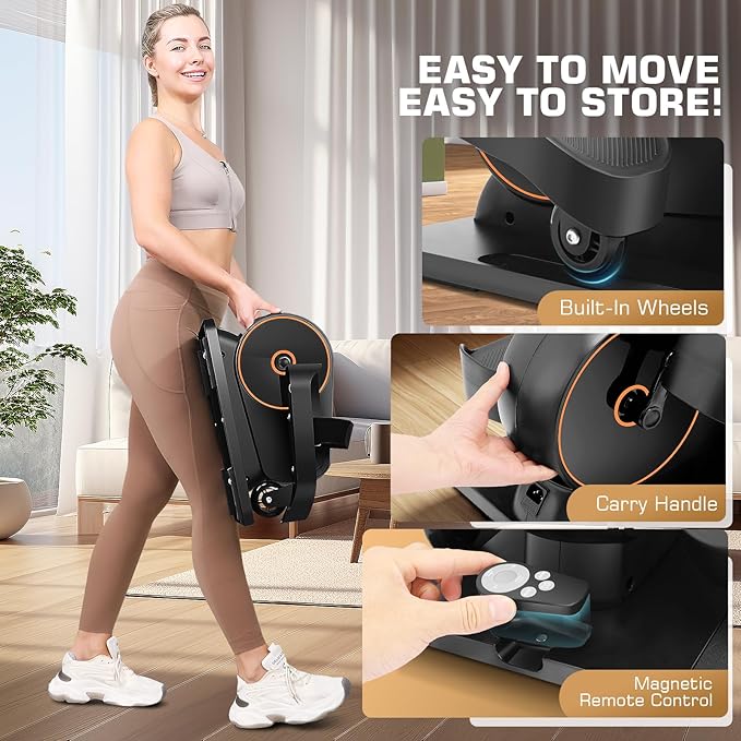 FUNMILY Under Desk Elliptical, Ellipse Leg Exerciser While Sitting for Seniors with Display Monitor, Portable Seated Pedal Exerciser with Remote Control for Home Office Use Fully Assembled