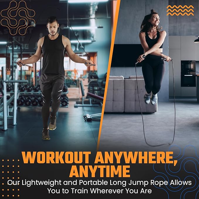 Lightweight Jump Rope for Fitness and Exercise, Adjustable Jump Ropes with Plastic Handles, Cardio and Endurance Training, Jumping Rope for Workout