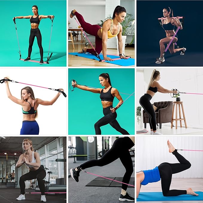 Portable Pilates Bar and Resistance Band Set