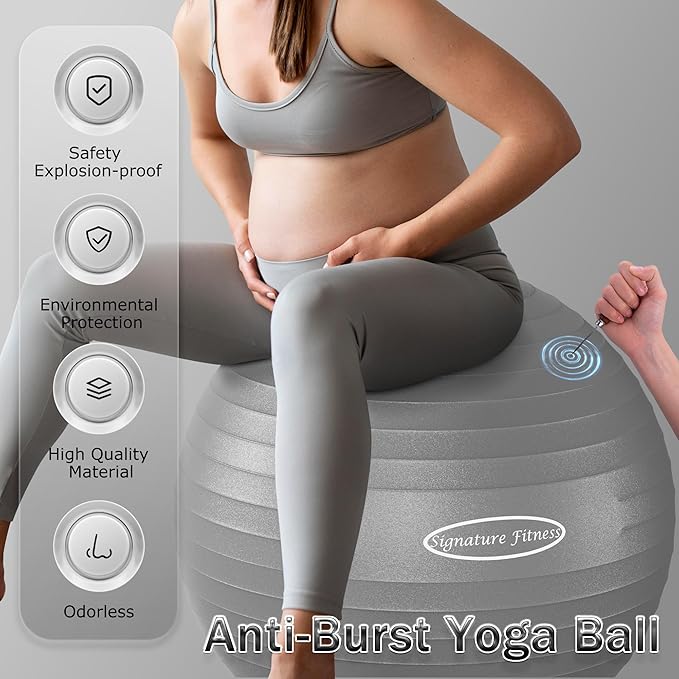 Anti-Burst and Slip Resistant Exercise Ball Yoga Ball 2,000-Pound Capacity,