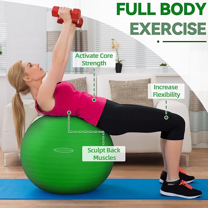 Anti-Burst and Slip Resistant Exercise Ball Yoga Ball 2,000-Pound Capacity,