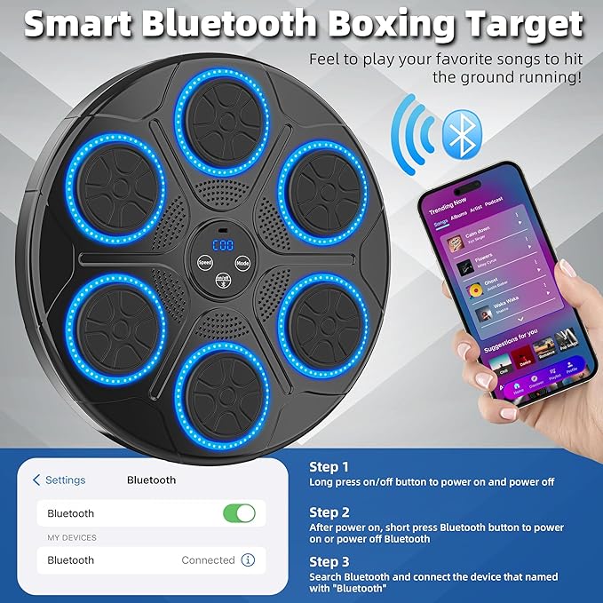 Music Punching Machine Boxing for Kids/Adults, 9 Modes & 9 Speeds Bluetooth Arcade Machine with Boxing Gloves, Large Size Wall Mounted Punching Boxing Equipment