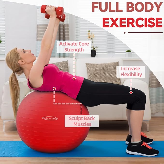 Anti-Burst and Slip Resistant Exercise Ball Yoga Ball 2,000-Pound Capacity,
