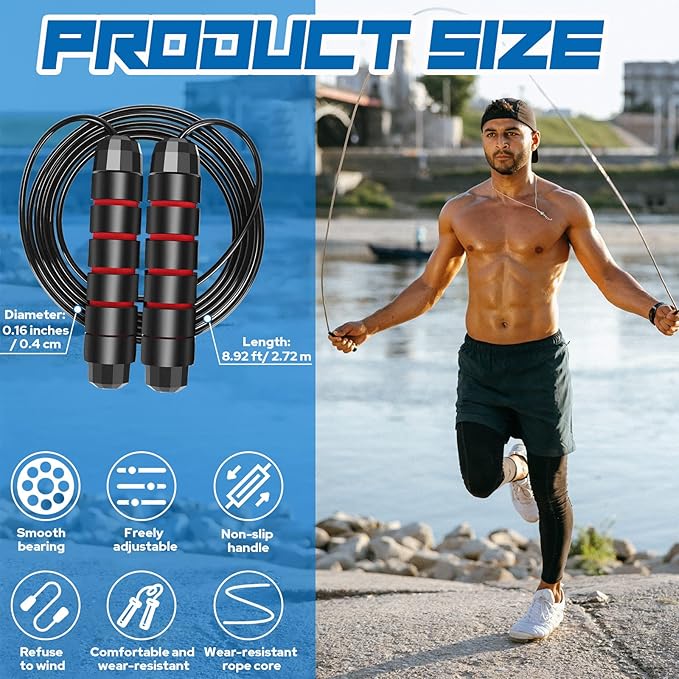 4 Pcs Jump Rope Adjustable Workout Skipping Rope