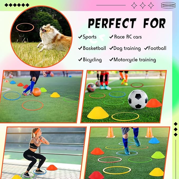 Syhood 30 Pcs Agility Soccer Cones and Speed 15 Pcs 15 Pcs