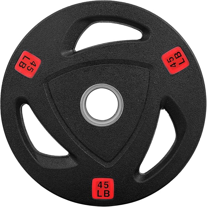 Signature Fitness Vinyl Coated Cast Iron Plate Weight Plate for Strength Training and Weightlifting, Standard or Olympic, Multiple Sizes