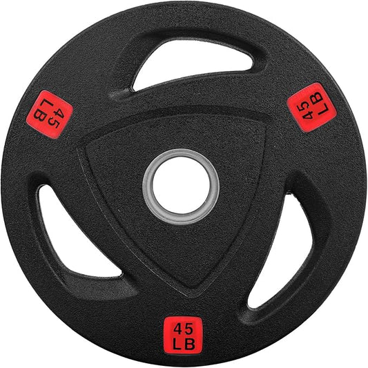 Signature Fitness Vinyl Coated Cast Iron Plate Weight Plate for Strength Training and Weightlifting, Standard or Olympic, Multiple Sizes
