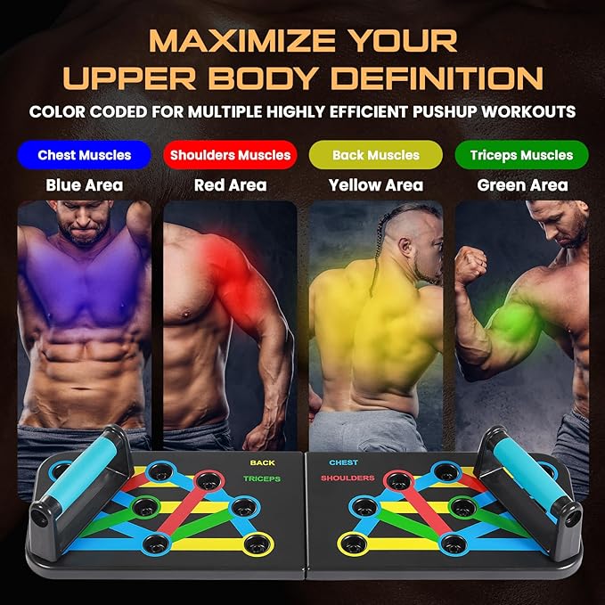 Push Up Board 9 in 1 with Adjustable Jump Rope | Push Up Board for Men & Women | Multi-functional Push Up Bar System | Perfect Pushup Board for Exercise | Strength Training Equipment | Skipping Rope