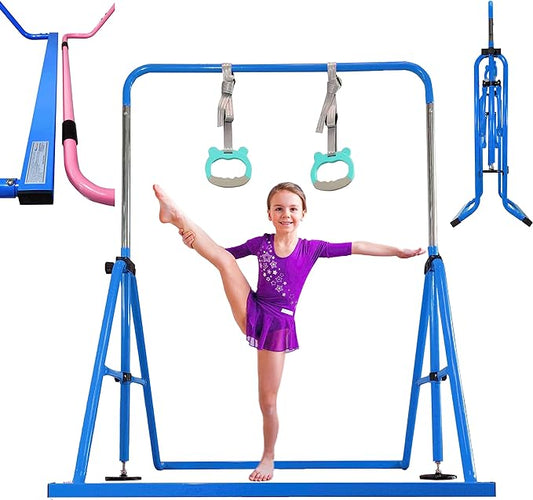 PreGymnastic Updated Folding Gymnastics Bar with Rings 3-10, Gymnastic