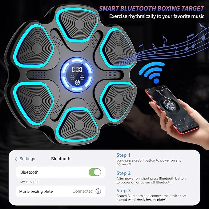 Music Boxing Machine with Bluetooth&LED Display, 9 Speeds &11 Models, Interactive Wall-Mounted Music Punching Machine for Adults&Kids,Boxing Machine Suitable for Indoor Workouts,Home,Gym