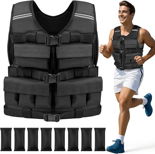 Weighted Vest for Men Woman 18lbs | 30lbs | 40lbs - With Shoulder Pads, Adjustable Weight Vest For Walking, Rucking, Cross Training, Running, Muscle Building - Breathable, Comfortable, Washable
