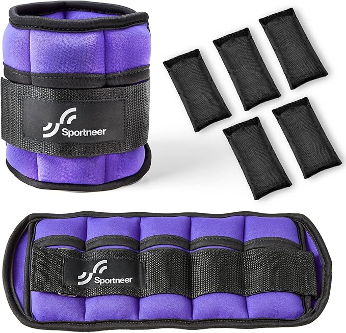 Sportneer Adjustable Ankle Weights 1 Pair 2 4 6 8 8 10 10 Lbs Jogging,1-5 lbs 1 Pair 2-10 lbs
