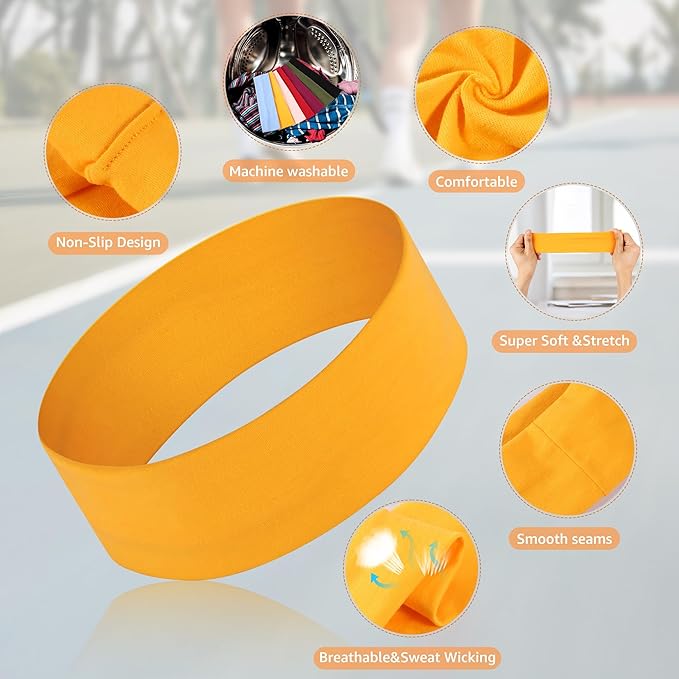 Headbands for Women Non Slip - 7PCS Fashion Sports Hair Bands for Women's Hair, Soft Cotton Cloth Stretchy Headbands for Women for Workout Yoga Running
